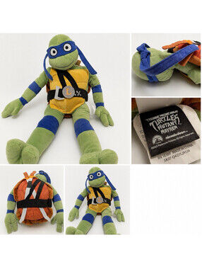 Nickelodeon TMNT Leonardo Plush Stuffed Turtle w/ Orange Shell Backpack 2023